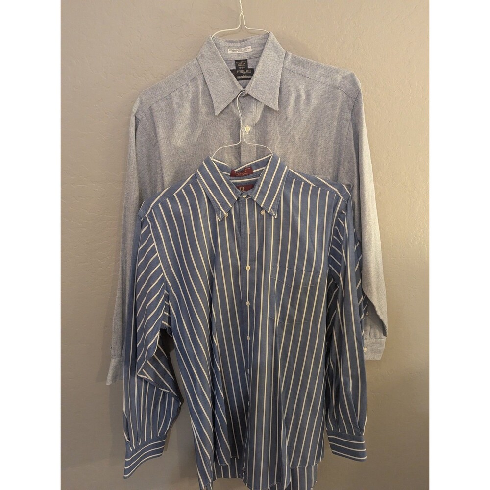 Ferrell Reed Nordstrom Lot Of 2 Dress Shirts Sz 16 34 Cotton Chambray Read